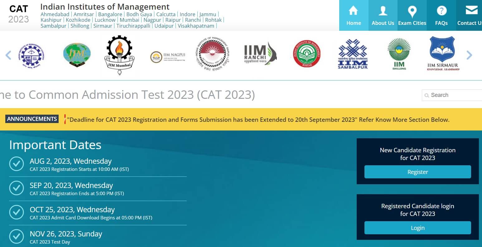 CAT 2023 registration date has been extended.